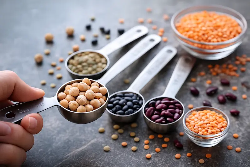 وزن حبوبات در یک پیمانه استاندارد