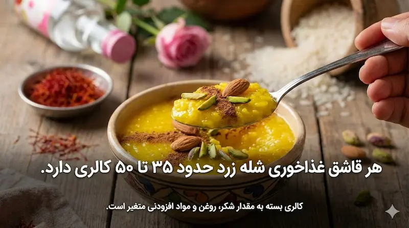 هر قاشق شله زرد چند کالری دارد؟