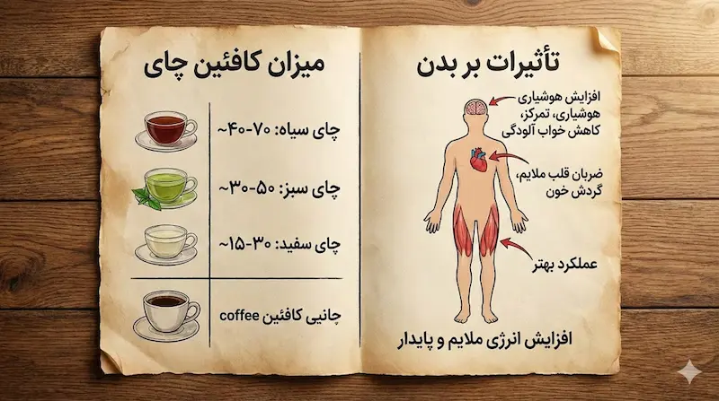 میزان کافئین چای چقدر است و چه تاثیری روی بدن می گذارد؟