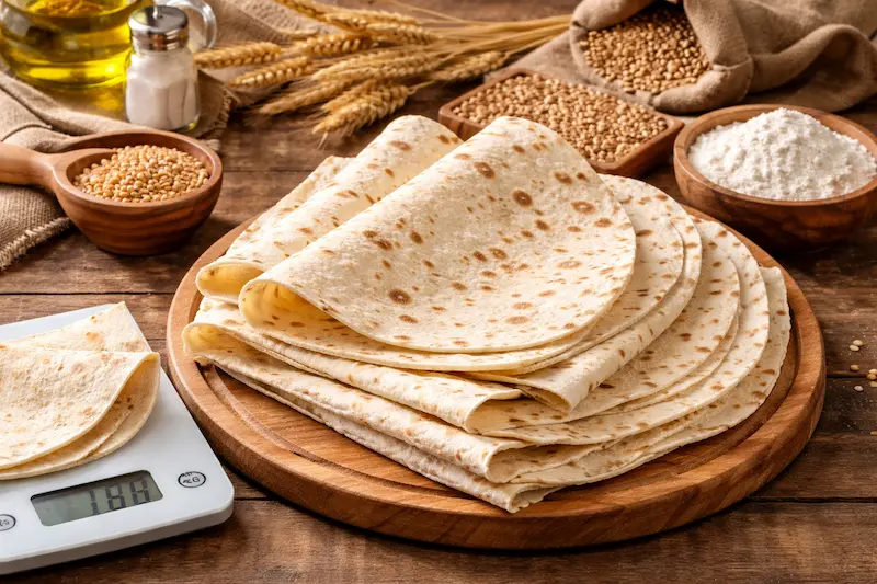 یک نان لواش کامل چند گرم است و هر 100 گرم نان لواش چند کالری دارد؟