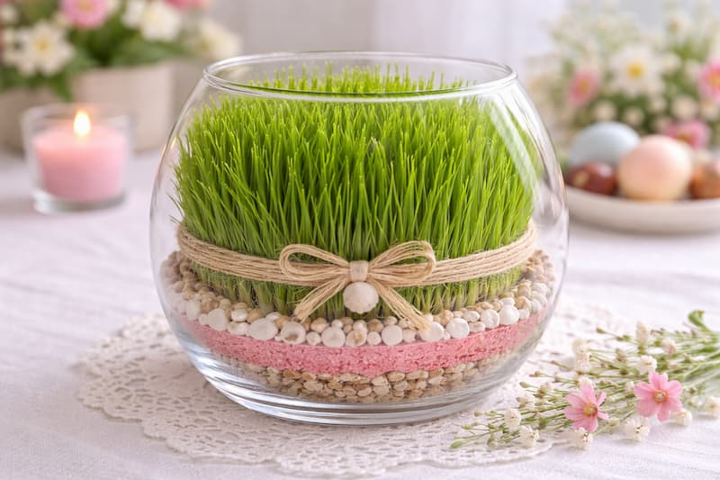 سبزه عید داخل تنگ شیشه‌ای