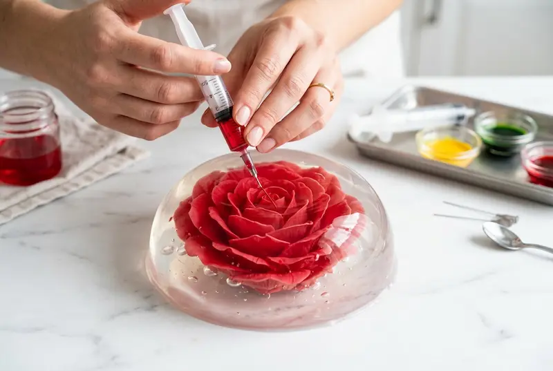 آموزش ژله تزریقی گل رز با سرنگ معمولی؛ ساده و مرحله‌به‌مرحله