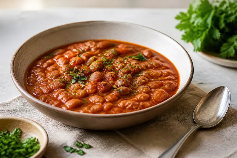 طرز تهیه خوراک لوبیا چیتی خوشمزه و لعاب‌دار به روش کنسروی
