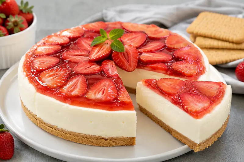طرز تهیه چیز کیک یخچالی ساده با بیسکویت پتی بور؛ بدون فر