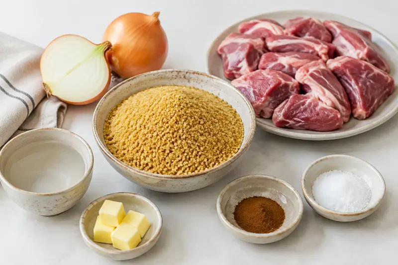 مواد لازم برای پخت حلیم با بلغور گندم